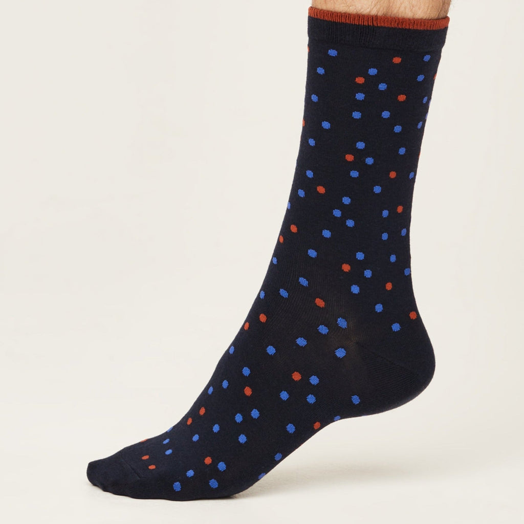 GOTS Spotty Cotton Socks - SPM740 - NAVY - Uneeka