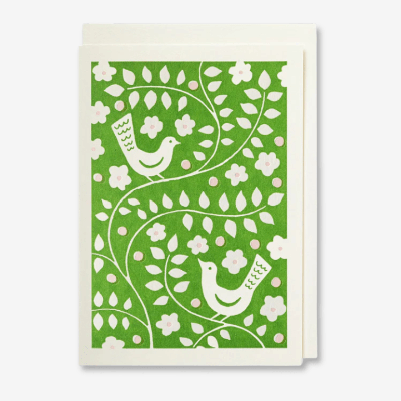 Green Flora & Birds Mini Card - APS331 - Uneeka
