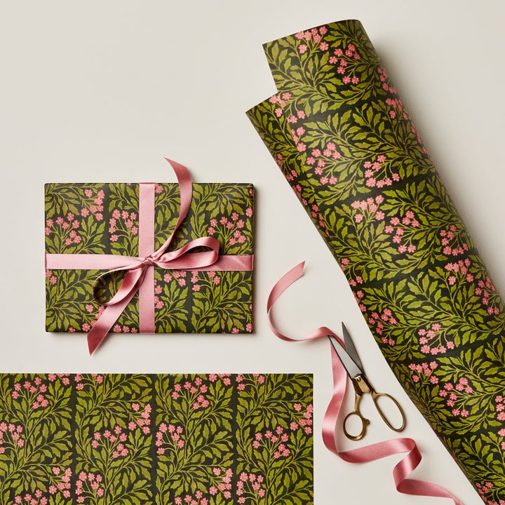 Green Flora Patterned Paper Gift Wrap - WAN 12 - Uneeka