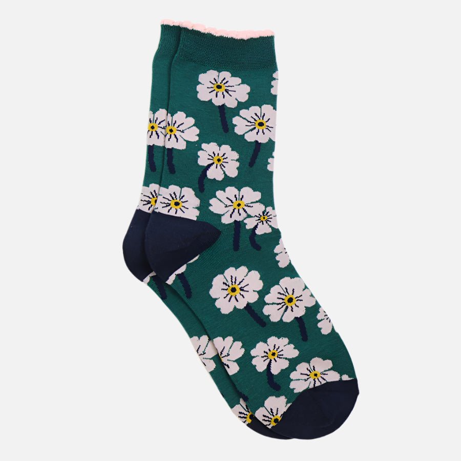 Green Floral Socks - 20177 - Uneeka