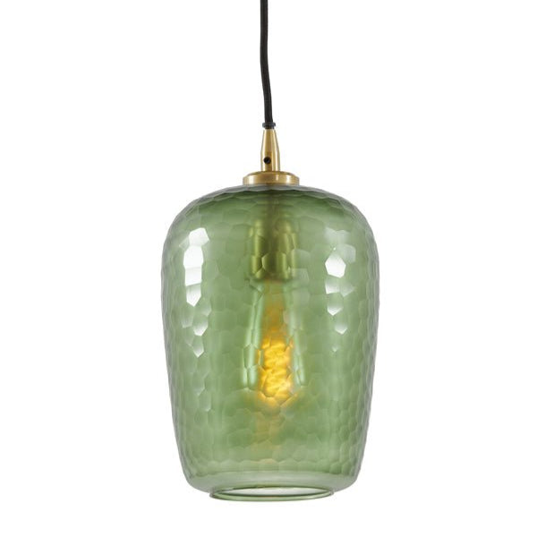 Green & Gold Textured Glass Hanging Lamp - 2967576 - Uneeka