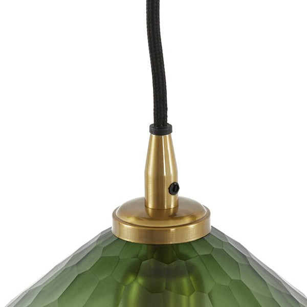 Green & Gold Textured Glass Hanging Lamp - 2967576 - Uneeka