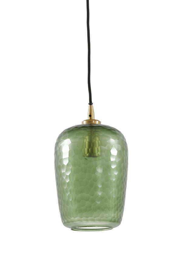 Green & Gold Textured Glass Hanging Lamp - 2967576 - Uneeka