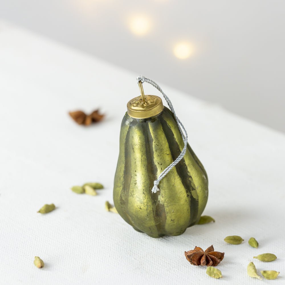 Green Pear Shape Bauble - MK22370 - Uneeka