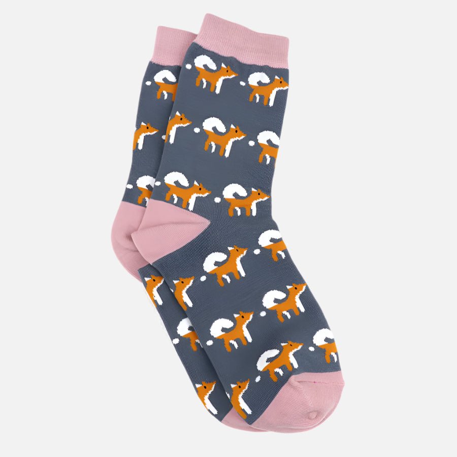 Grey Fox Patterned Socks - 20183 - Uneeka