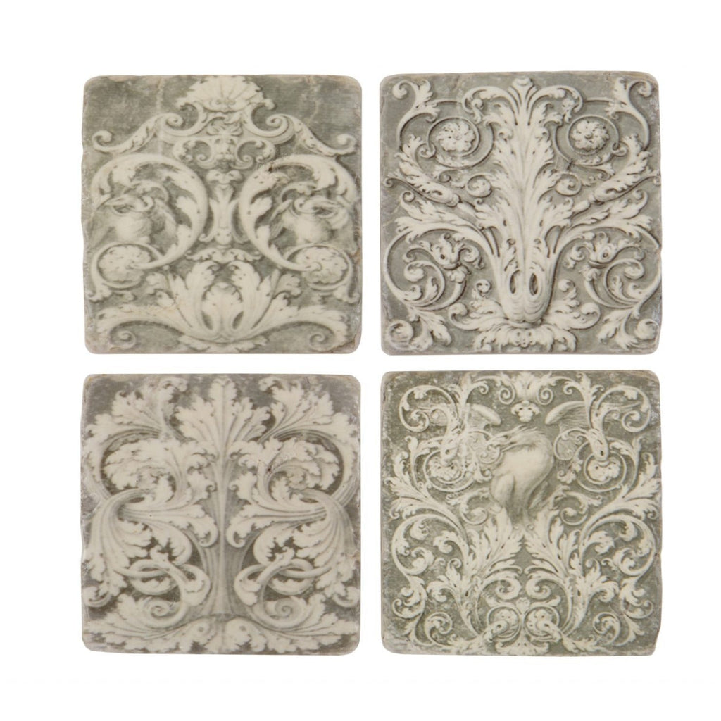 Grey Grecian Tile Coaster - S04759G - Uneeka