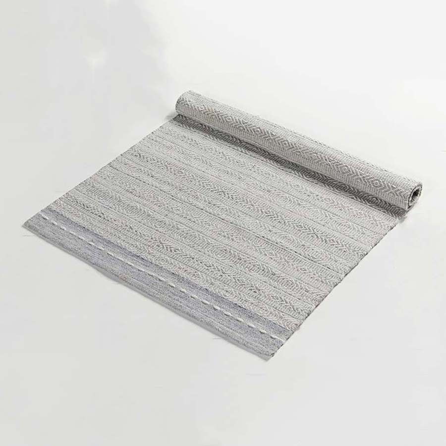 Grey Herringbone and Diamond Stripe Rug - PETRHMG - Uneeka