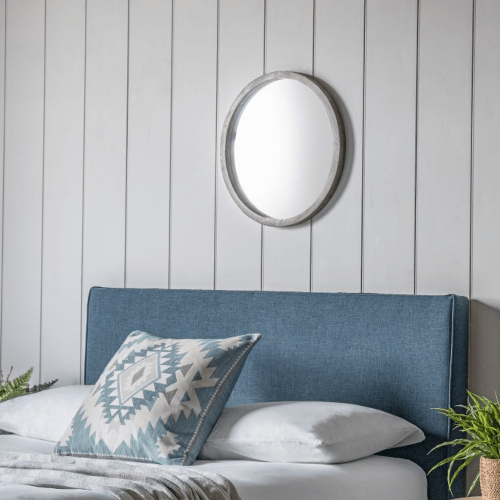 Grey Wash Wood Framed Round Mirror - 697081 - Uneeka