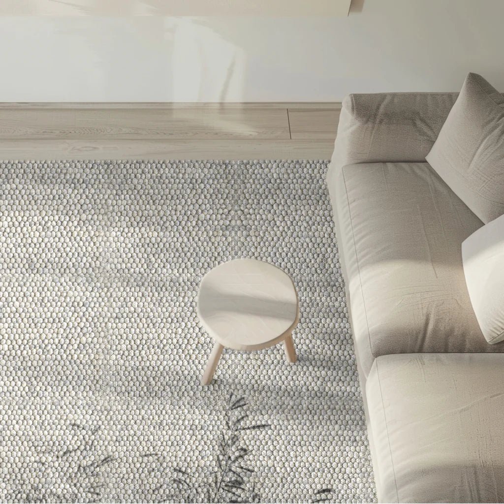 Grey Wool Mix Pebbled Rug - MRRU00014C - Uneeka