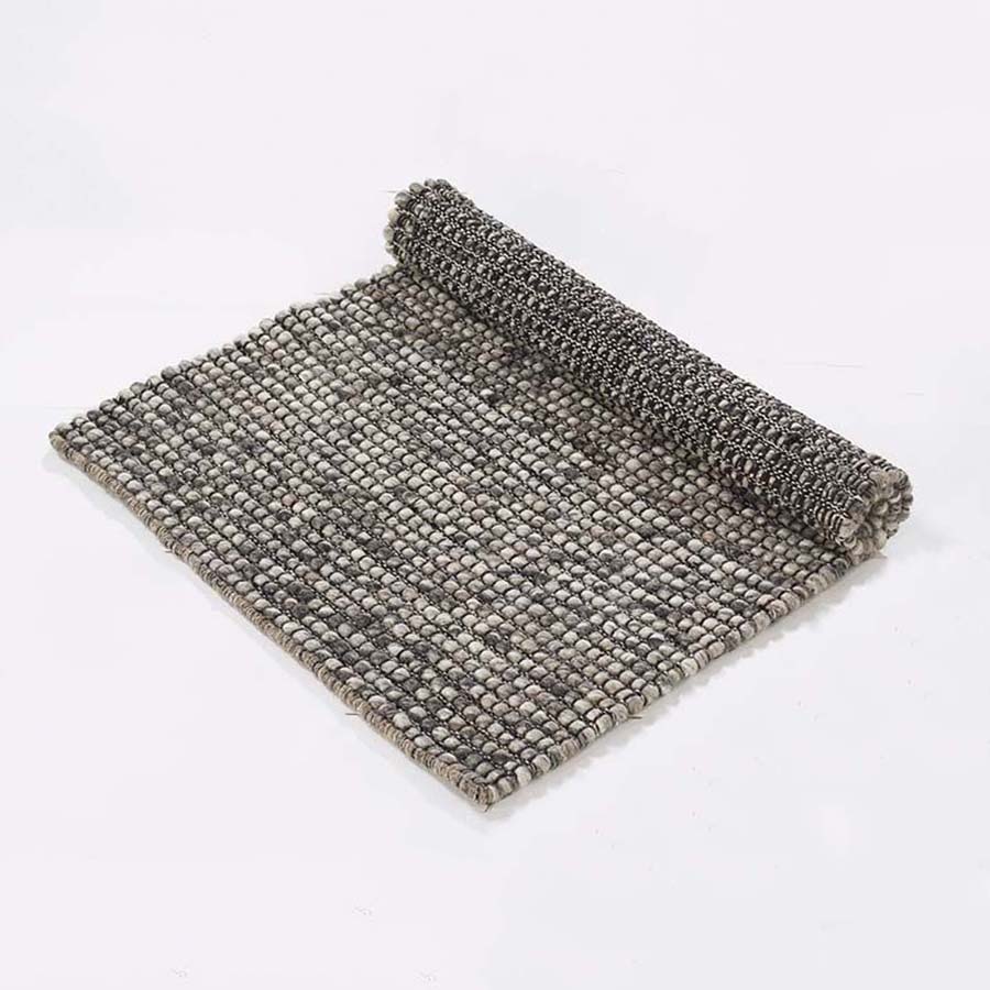 Grey Wool Rich Woven Rug - WRUGMS - Uneeka