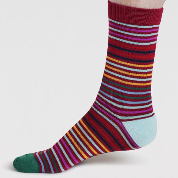 Haiden Striped Bamboo Socks - SPM893 - Elderberry - Uneeka