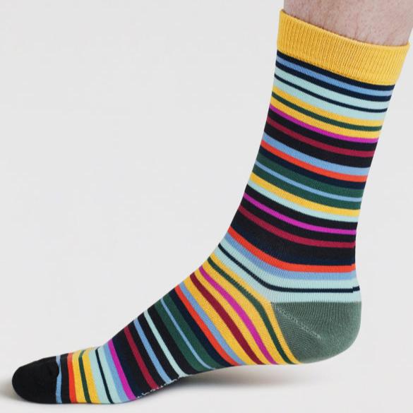 Haiden Striped Bamboo Socks - SPM893 - Green - Uneeka