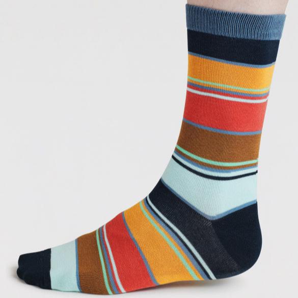 Haiden Striped Bamboo Socks - SPM893 - Navy - Uneeka