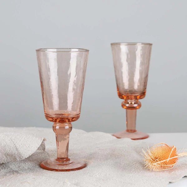 Hammered Glass Wine Goblet - UKGLAS04P - Uneeka