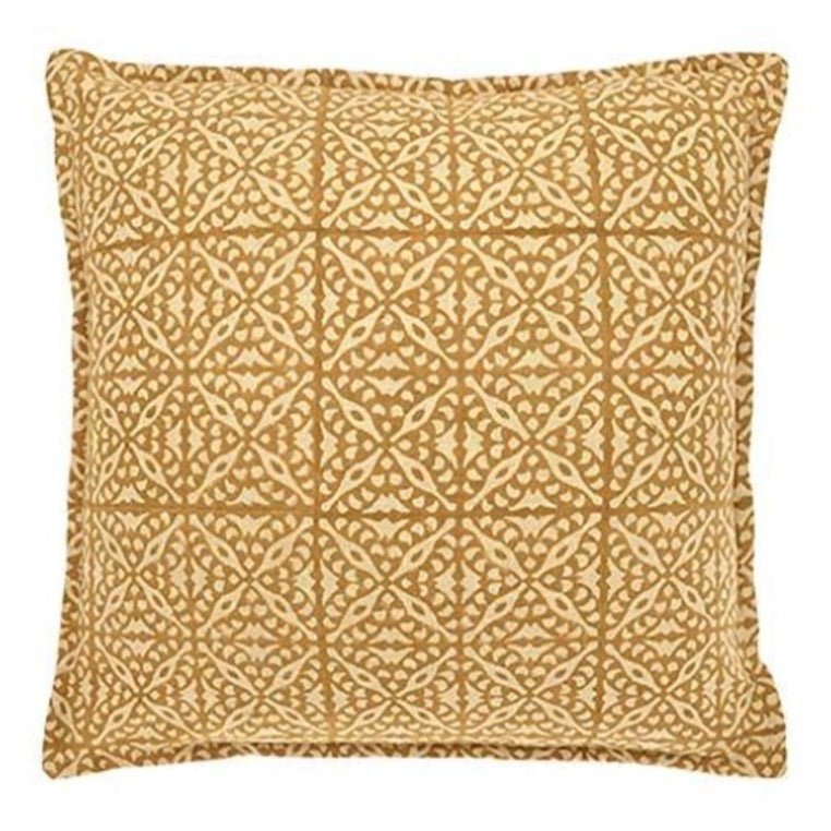 Hand Block Printed Saffron Cushion - JHMCS - Uneeka