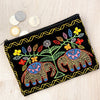 Hand Embroidered Elephant Black Coin Pouch - P3 - Uneeka