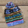 Hand Knit Snowflake Baggie Beanie - H375 - BLUE - Uneeka