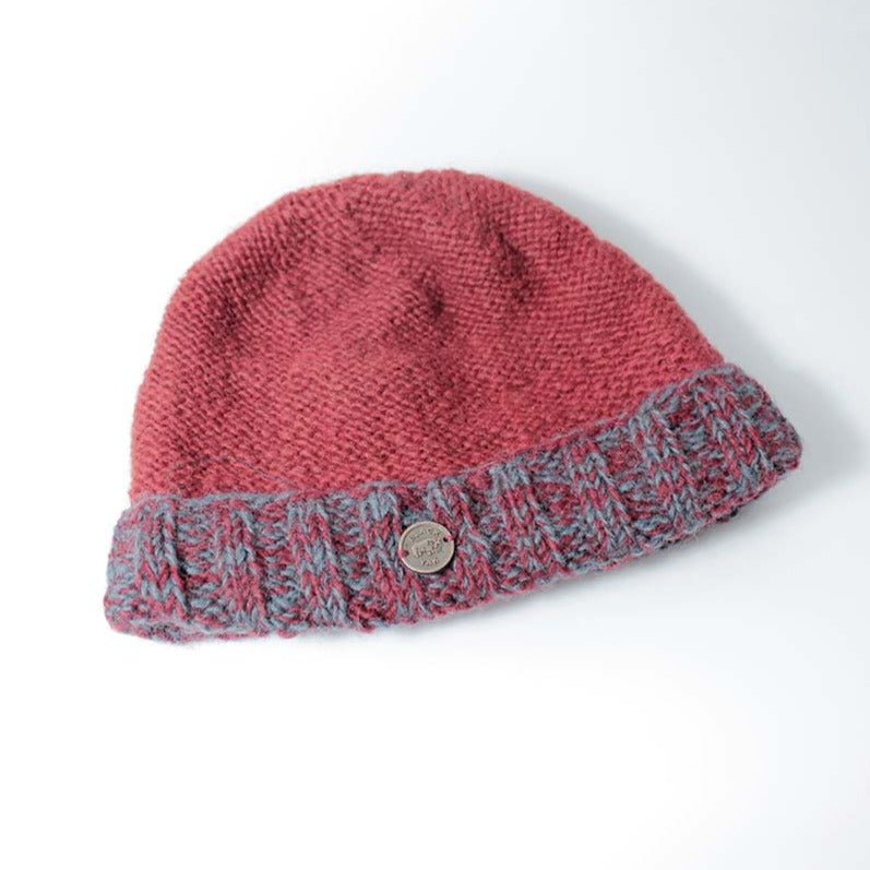 Hand Knit Turn Up Wool Beanie - WC 720C - Uneeka