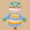 Hand Knitted Frog in Stripy Dress Finger Puppet - SYFS027 - Uneeka