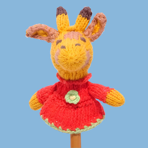Hand Knitted Giraffe In Flower Dress Finger Puppet - SYFS029 - Uneeka