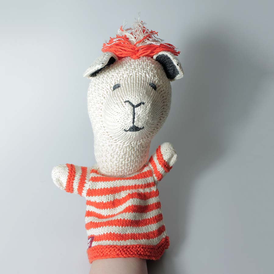 Hand Knitted White Alpaca Hand Puppet - SYP092 - Uneeka