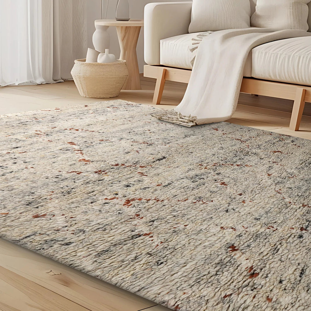 Hand Knotted Beige Terrazzo Rug - VCRU00007C - Uneeka