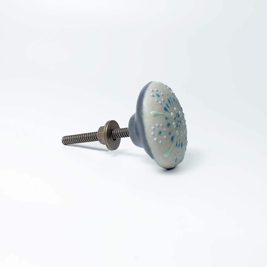 Hand Painted Blue and White Ceramic Knob - DK132 - Uneeka