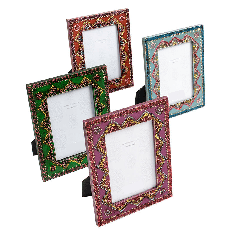 Hand Painted Colourful Wooden Photo Frame - PF183R - Uneeka