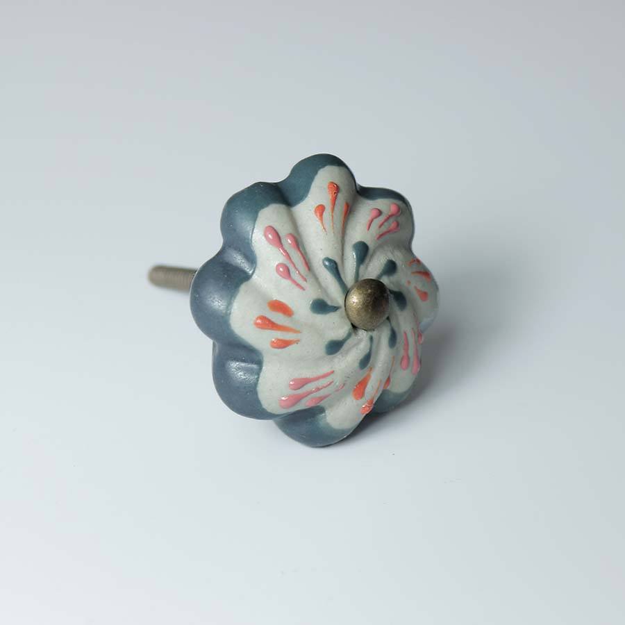 Hand Painted Flower Ceramic Knob/Drawer Pull - DK136 - Uneeka