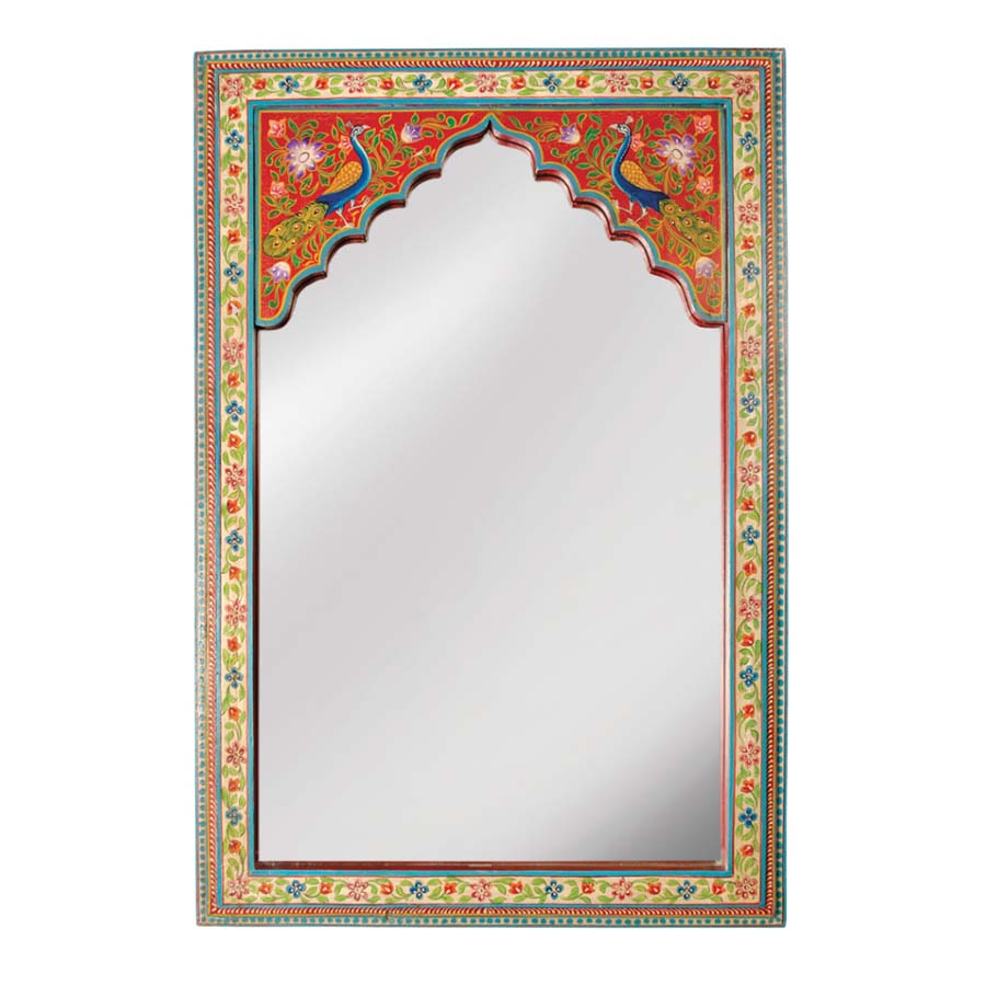 Hand Painted Peacock Wall Mirror - MR645 - Uneeka