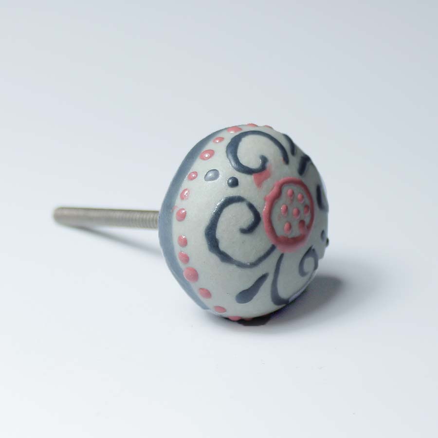Hand Painted Round Ceramic Knob - DK135 - Uneeka