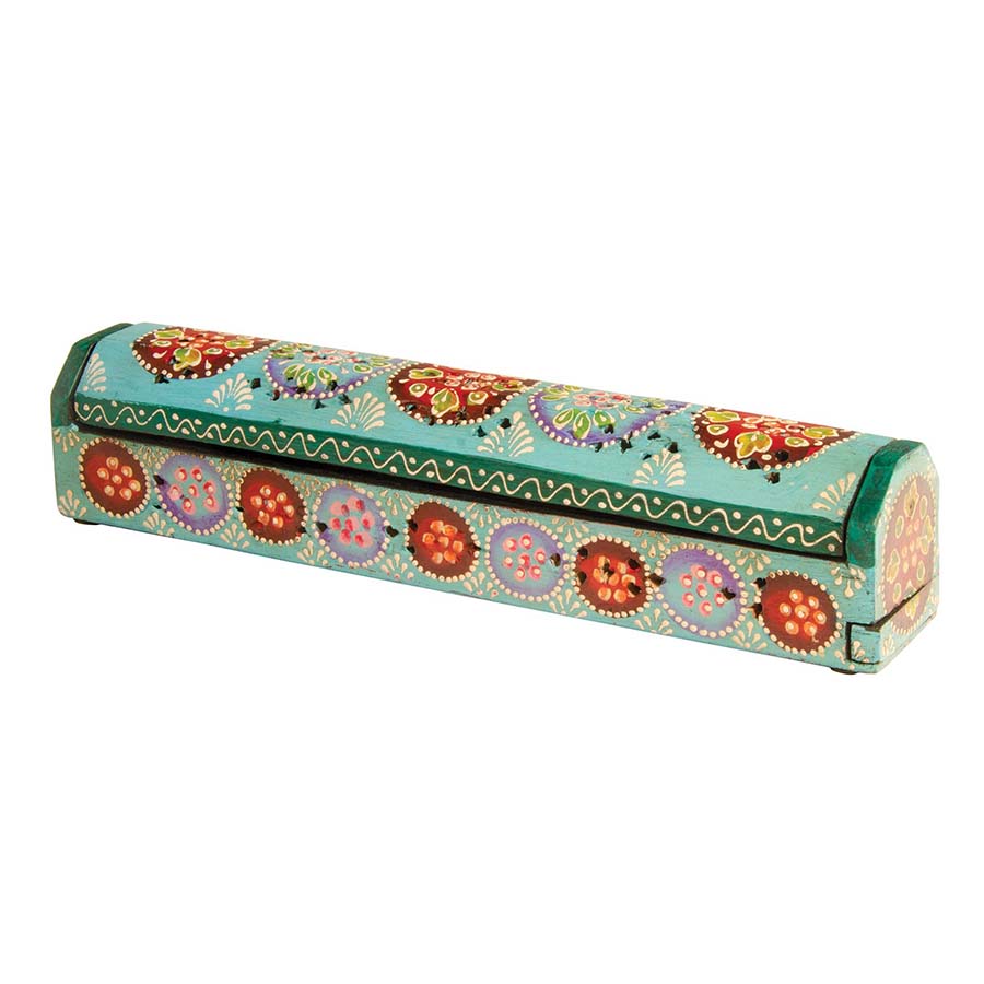 Hand Painted Wooden Incense Rectangular Box - IB250 - TQ - Uneeka