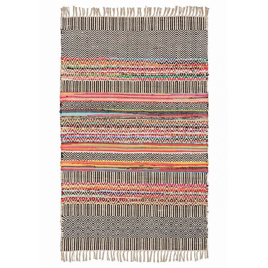 Handloom Recycled Geometric Mixed Pattern Indian Rug - R29135 - Uneeka