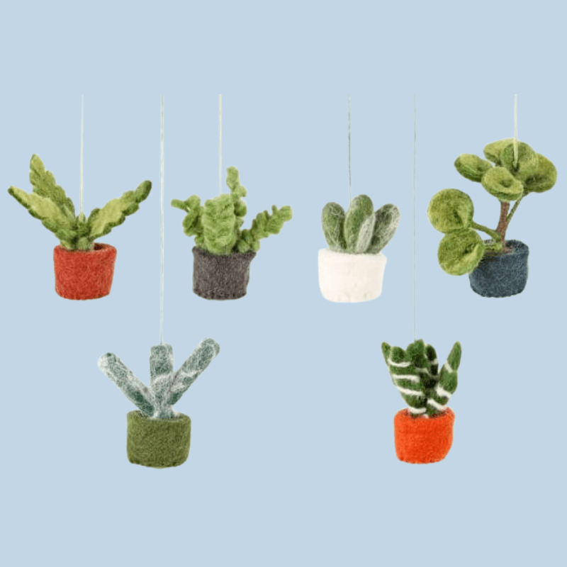 Handmade Felt Biodegradable Hanging Mini Plants* - HGMHP - FERN - Uneeka