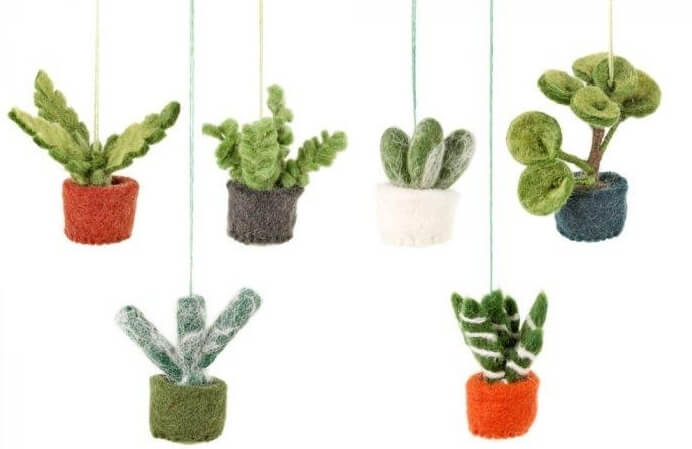 Handmade Felt Biodegradable Hanging Mini Plants - HGMHP - FERN - Uneeka