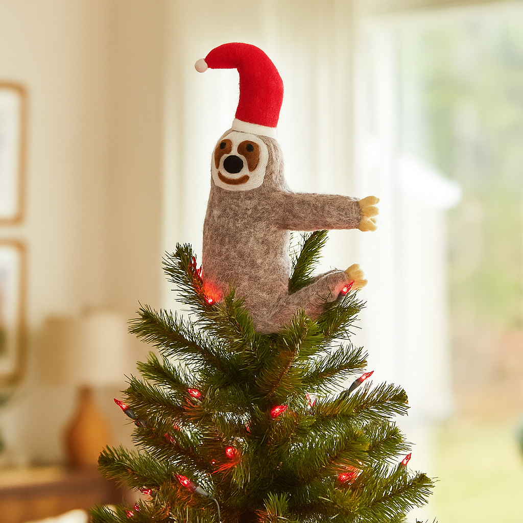 Felt Christmas Sloth Tree Topper - TCCSTT - Uneeka
