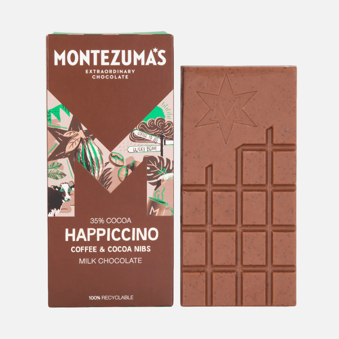 Happiccino Coffee and Cocoa Nibs Milk Chocolate Bar - MZ1547 - Uneeka