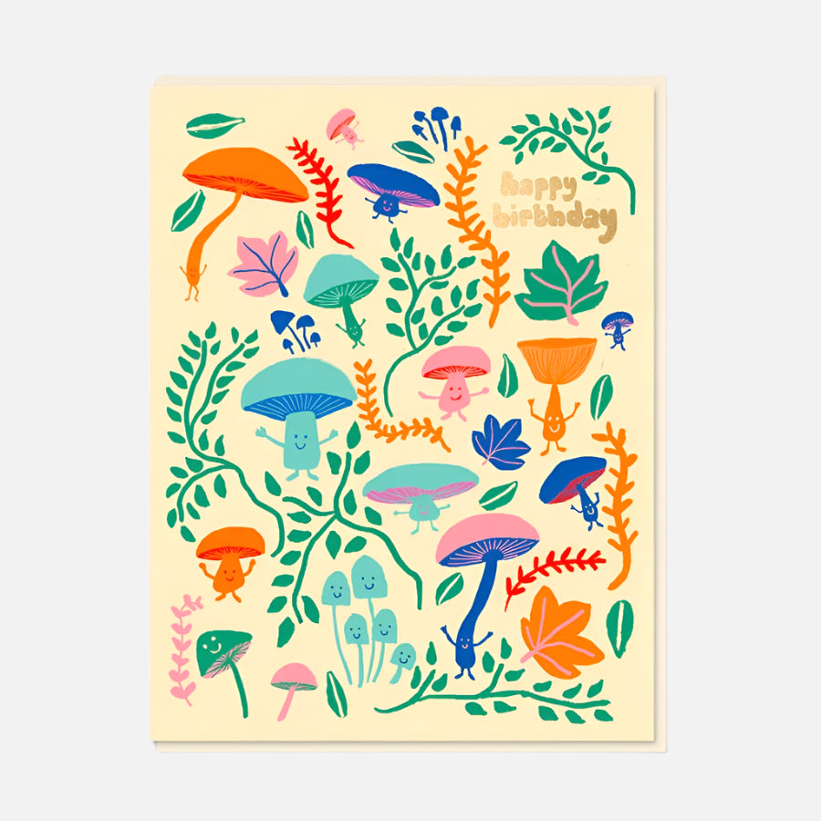 Happy Birthday Mushroom Party Greetings Card - 1758 - Uneeka