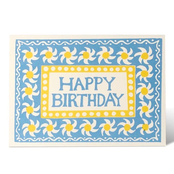 Happy Birthday Patterned Blue Border Greetings Card - CRDA6 SHB - Uneeka