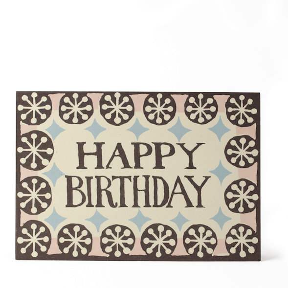 Happy Birthday Patterned Brown Border Greetings Card - CRDA6 HBY coffee - Uneeka