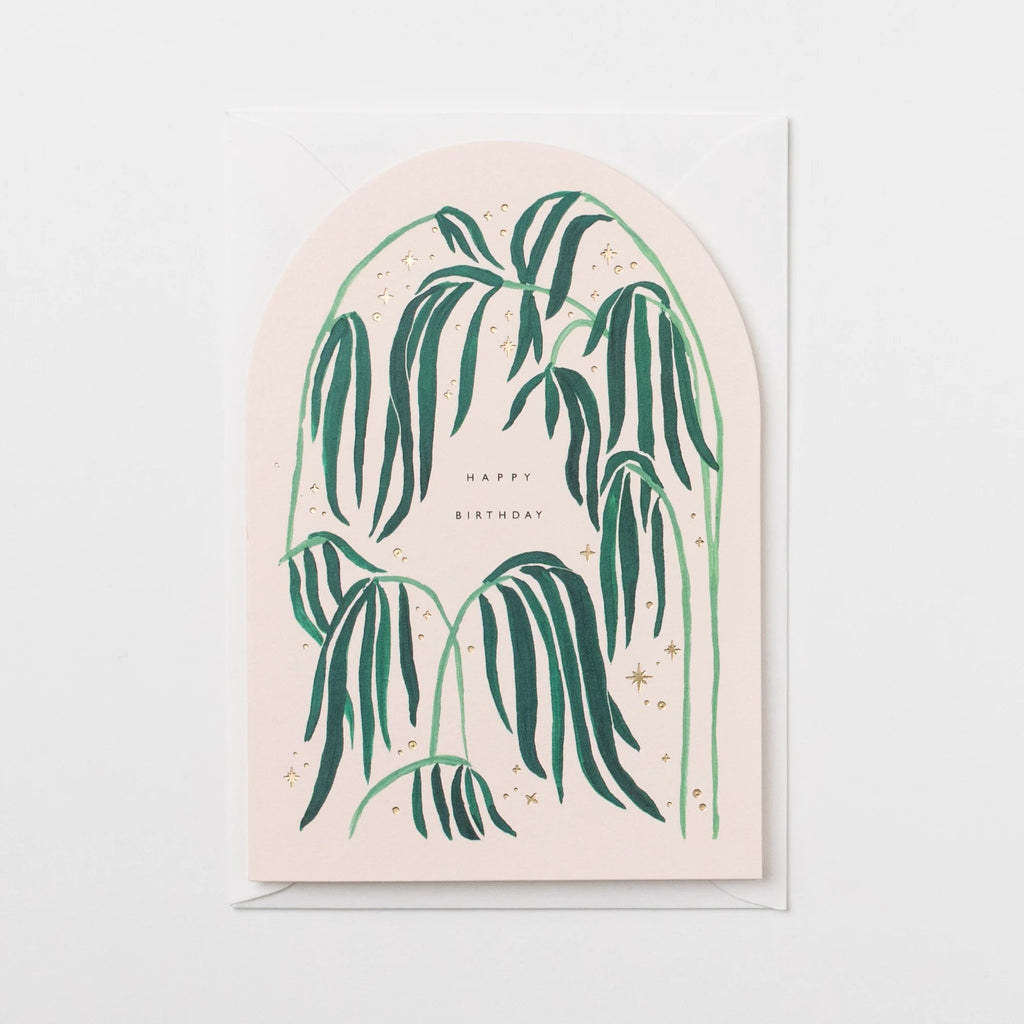 Happy Birthday Starry Palms Greetings Card - birthday starry palms die cut card - Uneeka