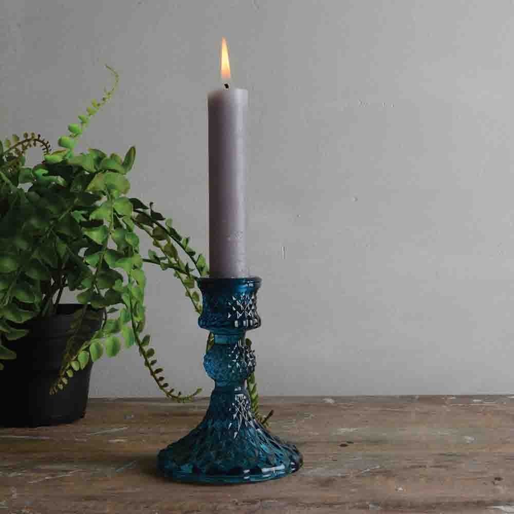 Harlequin Blue Glass Candlestick - B8211 - Uneeka