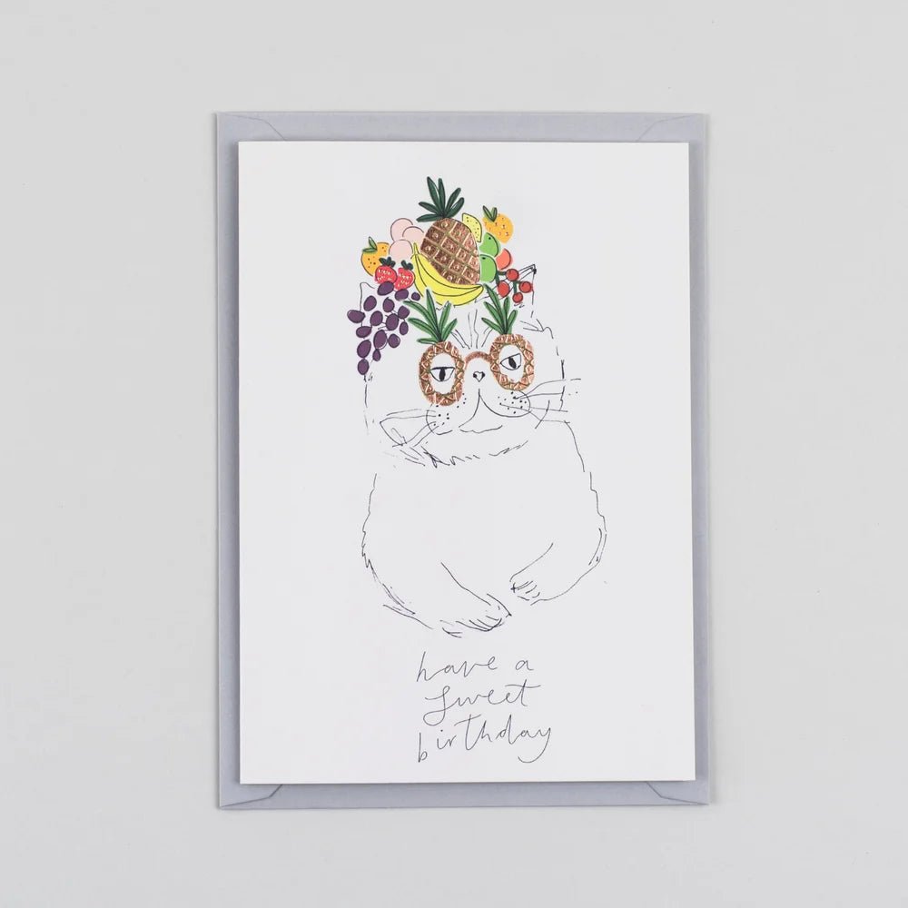 Have a Sweet Birthday Fruity Cat Birthday Card - PA62 - Uneeka