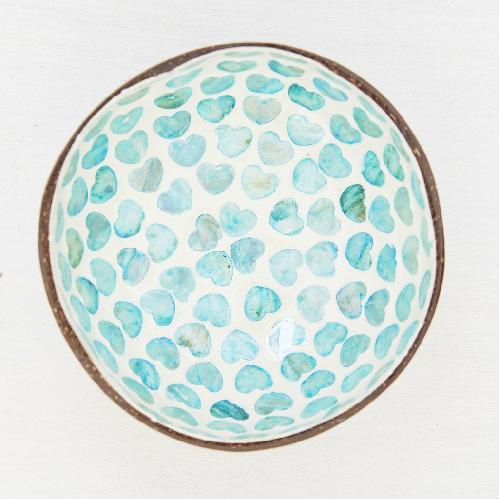 Heart Pattern Coconut Shell Trinket Dish - BW21 - BLUE - Uneeka