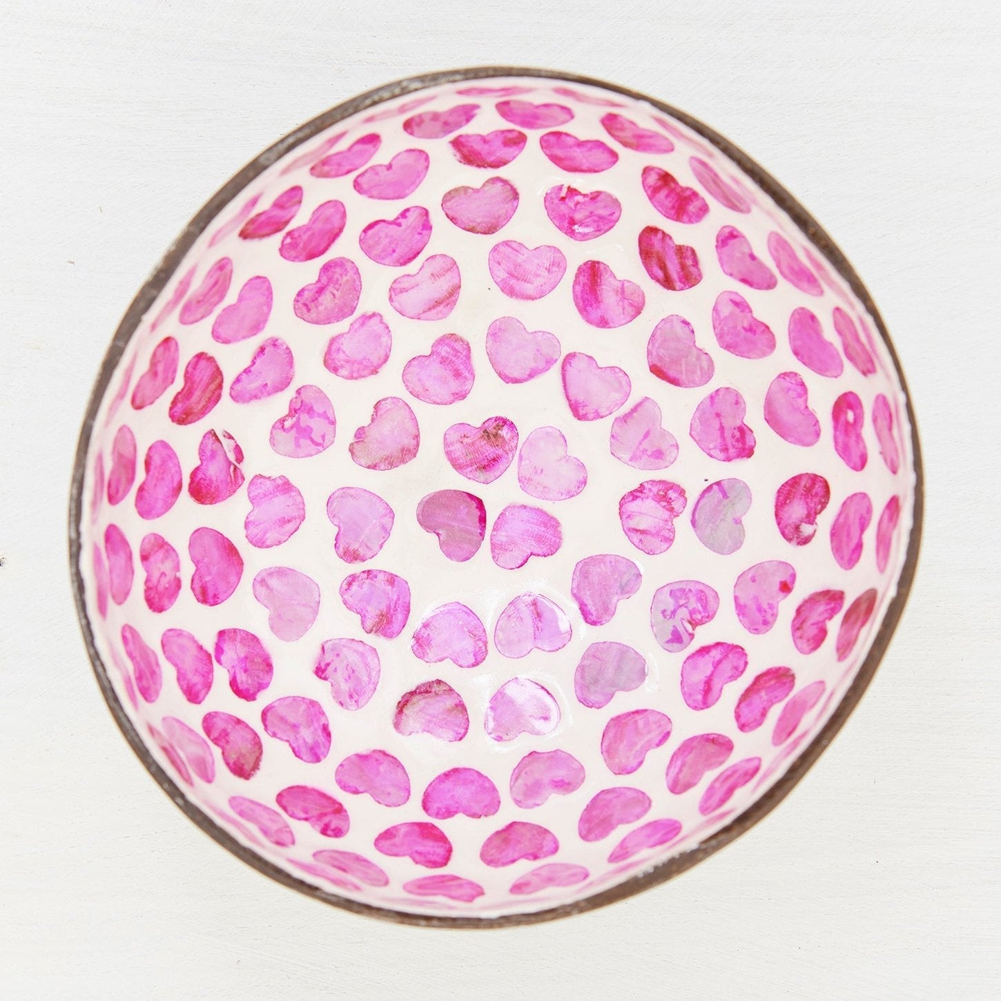 Heart Pattern Coconut Shell Trinket Dish - BW21 - PINK - Uneeka