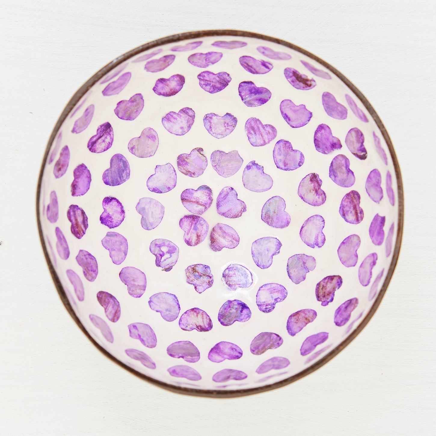 Heart Pattern Coconut Shell Trinket Dish - BW21 - PURPLE - Uneeka