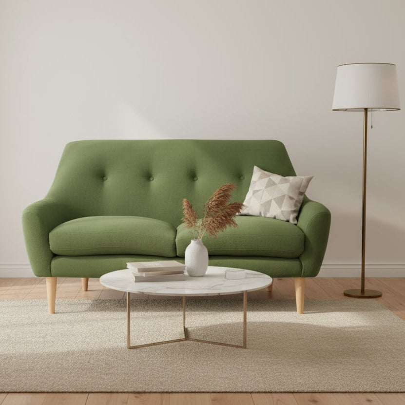 Hepburn 2 Seater Upholstered Fabric Sofa - Made To Order - J Brown Chamonix - 293 Linen - HEP2 - Uneeka