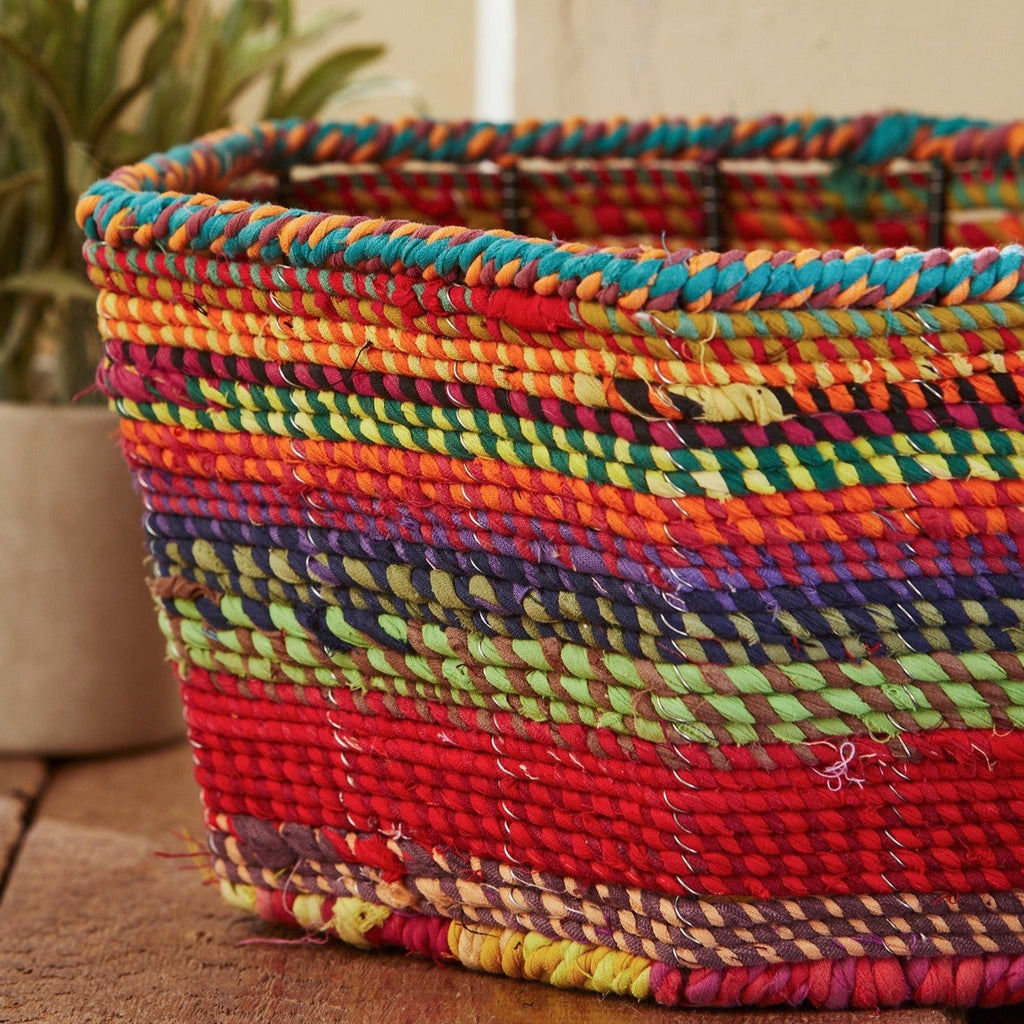 Hexagonal Recycled Fabric Covered Basket - BSK21 - Uneeka