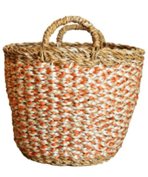 Hogla Colourful Seagrass Basket with Handles - CJW021 - O - Uneeka