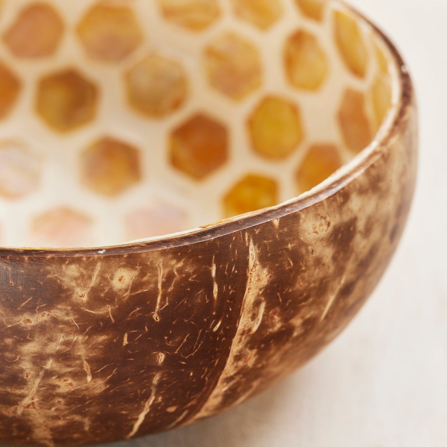 Honeycomb Pattern Coconut Shell Trinket Dish - BW13 - Uneeka